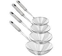 Skimmer araña de acero inoxidable - Juego de 4 profesionales de alambre para colador y escurridor - Espumadera metálica - Mango resistente al calor - 14/16