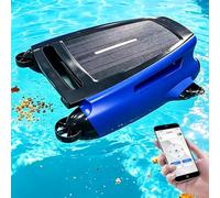 Skimmer De Piscina Solar,Robot Limpiador Piscinas Con App, Skimmer De Piscina Solar, BateríA 20h, Limpieza 24/7, Resistente Al Agua Salada,Inteligente Evitar ObstáCulos,200m²,Cesta 3.8l Blue