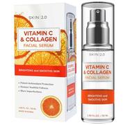 Skin 2.0 Suero facial con vitamina C y colágeno, ayuda con manchas oscuras y acné, combate los signos del envejecimiento, blanqueamiento de la piel, cuidado de la piel coreano libre de crueldad para