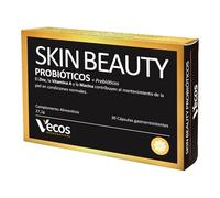 Skin Beauty Probiótico - Probióticos y Prebióticos para Piel Sana | Ayuda a Reducir Acné y Signos de Edad | 30 Cápsulas Vegetales con Vitamina A, C, B6 y Zinc
