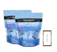 Skin Care Set: Netrogena Makeup Wipes, 2-Pack + LUXPAKS Wipe | Makeup Remover Wipes, Waterproof Mascara, Face Wipes, Travel Singles, Plant-Based Fibers