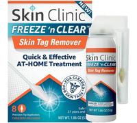 Skin Clinic Freeze 'n Clear Removedor de etiquetas cutáneas - Kit criogénico con 8 aplicadores de punta de precisión + pinzas, solución de tratamiento de congelación aprobada por la FDA para adultos