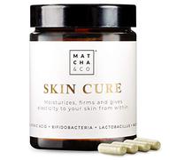 Skin Cure. Cápsulas Antiaging, antiarrugas, anti envejecimiento. Colágeno Tipo I Vegetariano con Probióticos, Elastina, Ácido Hialurónico, Té matcha y Vitamina B2. 60 cápsulas.