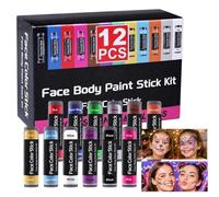 Skin Drawing Makeup Sticks - 12 Piece Body Paint Set, Colorful Cosmetic | Anti Glare Body Paint Body Paint Stick 12 Pieces Sk Party Gathering Performance Cosplay Stage Masquerade Carnival Roleplaying