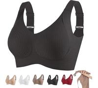 Skin-Friendly Push-Up Women Wirefree Bras for Women Full Coverage No Underwire Everyday Bra, Breathable Anti-Sagging Breasts Bra (Black,XXL)