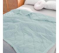Skin-friendly washed cotton summer quilt, breathable & washable solid color bedding for a cool night's sleep - Blue