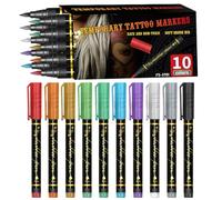 Skin Marker, Flexible Brush Tip Waterproof Pen, 10-Color Body Art Marker Set Use, Ink Material, Creative Painting and Face Body Drawing for Kids Adults Christmas Party Festival Concert