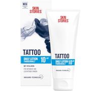 SKIN STORIES Loción diaria (100 ml), crema hidratante para tatuajes con tecnología InkGuard y ácido hialurónico, cuidado diario del tatuaje con SPF 10 para colores intensos y conservación del color