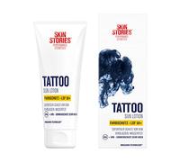SKIN STORIES Sun Lotion SPF 50+ (100 ml), protector solar con tecnología InkGuard®, protección solar con pantenol y vitamina E contra la decoloración de los colores del tatuaje