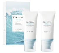 SKIN1004 Madagascar Centella Hyalu-Cica Sun Serum SPF50+ - Pack de 2 | Crema solar facial coreana SPF 50+ con hialurónico y niacinamida, sin blanqueos, calmante para pieles sensibles, 2 x 50 ml