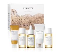 SKIN1004 Madagascar Centella Travel Kit Tóner, ampolla, crema suavizante, aceite limpiador, espuma de amoule, bolsa básica para el cuidado de la piel, tamaño compacto, calmante calmante