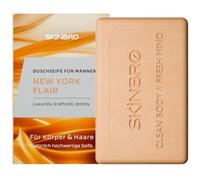 SKINBRO Gel de ducha sólido para hombres New York Flair - Jabón de ducha para hombres lujoso y potente - Fabricado en Alemania, champú para hombre, vegano y sostenible, sin silicona, jabón sólido