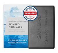 SKINBRO Originals - Gel de ducha sólido para hombres con carbón activado, deportivo y fresco, fabricado en Alemania, champú para hombre, vegano y sostenible, sin silicona, jabón sólido, 100 g