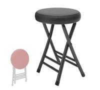 SKINCATE Plegable Taburete De Bar Acolchado Redondo, Taburetes Altos De Cocina, Taburete De Mostrador con Reposapiés, Ergonómica, Sin Instalación/Altura 50cm(Black)