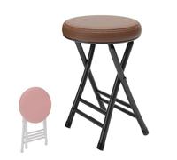 SKINCATE Plegable Taburete De Bar Acolchado Redondo, Taburetes Altos De Cocina, Taburete De Mostrador con Reposapiés, Ergonómica, Sin Instalación/Altura 50cm(Brown)