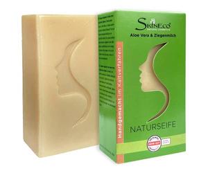 Skineco Jabón natural | Jabón de leche de cabra sostenible con aloe vera | pieza de jabón para piel seca | jabón corporal | cosmética natural hecha a mano | limpieza facial | gel de ducha suave y