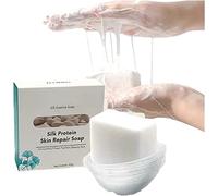Skinferm Jabón blanqueador de proteínas de seda, jabón de reparación de piel con proteína de seda, jabón de leche de cabra con proteína de seda, jabón blanqueador de leche de colágeno, reparación