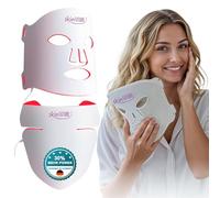 skinFUTURE Máscara facial LED para cara, cuello y escote - 480 LED, 4 modos de luz (rojo, azul, amarillo, infrarrojo cercano NIR) - Terapia de luz antiedad contra arrugas, acné y piel radiante