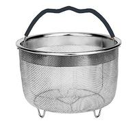 Skingwa Cesta de vapor redonda de acero inoxidable negro de 6 cuartos de galón, resistente y fácil de usar, compatible con ollas a presión de 6 u 8 cuartos, apto para lavavajillas