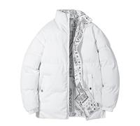 SKINII Plumífero Reversible Down Jacket Ropa Térmica Algodón Cuello Alto para Hombre Chaqueta Prueba Viento Aire Libre Invierno Adecuado para Parejas Que Viajan Por Ocio Esquí,White,XL(60