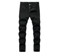Skinny Fit - Pantalones vaqueros de mezclilla de moda desgastados con cintura alta elástica para el día a día, escuela, tiempo libre, Negro , 4-5 años