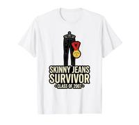 Skinny Jeans Survivor Clase De Moda Retro Principios 2007 2000 Camiseta gráfica económica, Hombre, Blanco, L
