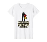Skinny Jeans Survivor Clase De Moda Retro Principios 2007 2000 Camiseta gráfica económica, Mujer, Blanco, L