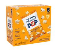 SkinnyPop Palomitas de maíz sin lácteos, cheddar blanco, sin gluten, sin OMG, bocadillos saludables, 18 g, tamaño personalizado (paquete de 6)