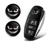SkinoEu 2 pegatinas de 14 mm de diámetro para llave 3D con emblema para mando a distancia de coche, logotipo de moto, tuning, color plateado y negro, con monstruo de sonrisa KSK 12