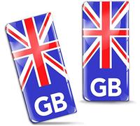 SkinoEu® 2 x 3D Gel Silicona Stickers Pegatinas para Placa de Matrícula UE Bandera Nacional del Reino Unido UK GB Union Jack Adhesivo Autos Coches Motos Ciclomotores QS 1