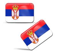 SkinoEu® 2 x 3D Pegatinas Bandera Serbia Serbio F 121