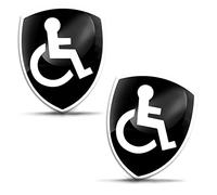 SkinoEu 2 x Pegatinas 3D Gel Silicona Silla de Ruedas Discapacitado Minusválido Símbolo Emblema Auto Motocicleta Bicicleta Ventana Teléfono Portátil Tablet KS 121