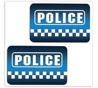 SkinoEu® 2 x PVC Laminado Pegatinas Adhesivos Logo Police Policía para Autos Coches Motos Ciclomotores Bicicletas Ordenador Portátil Regalo B 6