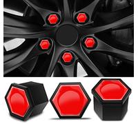 SkinoEu 20pcs Tapas Para Tuercas de Rueda de 17mm Tapas Para Tuercas de Perno de Rueda Tapas Hexagonales para Tuercas de Neumático con Juego de Herramientas de Extracción para Coches Rojo NC 2