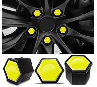 SkinoEu 20pcs Tapas para Tuercas de Rueda de 17mm Tapas para Tuercas de Perno de Rueda Tapas Hexagonales para Tuercas de Neumático con Juego de Herramientas de Extracción para Coches Amarillo NC 4