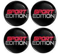 SkinoEu 4 adhesivos de gel 3D de 65 mm para tapacubos de rueda para tapacubos de coche, emblema de tuning, edición deportiva, negro, plateado, rojo, A 7665