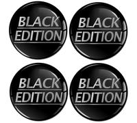 SkinoEu 4 Pegatinas de 68 mm para tapacubos, Tapas de buje, Tapas de Rueda, Pegatinas Negras Black Edition A 2968
