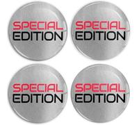 SkinoEu 4 pegatinas de gel 3D de 50 mm para tapacubos, tapacubos, adhesivos para tapacubos de coche, emblema de tuning, edición especial, plata, negro, rojo, A 1450