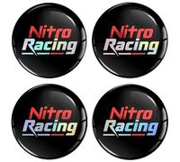 SkinoEu 4 pegatinas de gel 3D de 55 mm para tapacubos, tapacubos, tapacubos, calcomanías para tapacubos de coche, emblema holograma Nitro Racing A 5055