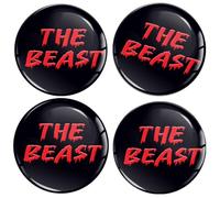 SkinoEu 4 x 50mm 3D Silicona Adhesivo Pegatinas Stickers Universal Tapas de Rueda de Centro Tapacubos para Coche Auto Tuning Bestia Beast Rojo A 1950