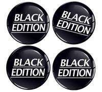 SkinoEu 4 x 50mm 3D Silicona Adhesivo Pegatinas Stickers Universal Tapas de Rueda de Centro Tapacubos para Coche Auto Tuning Negro Black Edition A 1250