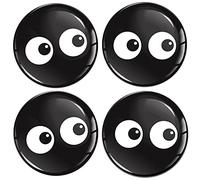 SkinoEu 4 x 55mm 3D Silicona Adhesivo Pegatinas Stickers Universal Tapas de Rueda de Centro Tapacubos para Coche Auto Tuning Ojos Negros A 1855
