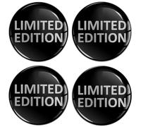 SkinoEu® 4 x 60mm 3D Silicona Adhesivo Pegatinas Stickers Universal Tapas de Rueda de Centro Tapacubos para Coche Auto Tuning Brillo Negro Limited Edition A 6660