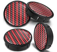 SkinoEu 4 x 60mm Universal Tapas de Rueda de Aleación Centro Centrales Tapacubos para Llantas Coche Tuning Negro Rojo Carbón CXZ 3