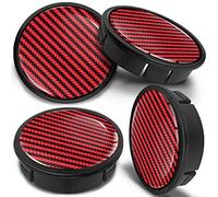 SkinoEu 4 x 60mm Universal Tapas de Rueda de Aleación Centro Centrales Tapacubos para Llantas Coche Tuning Negro Rojo Carbón CX 13