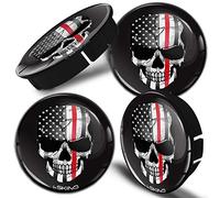 SkinoEu® 4 x 60mm Universal Tapas de Rueda de Centro Bandera EE.UU USA Cráneo Skull Tapacubos para Llantas Coche C 32