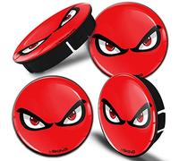SkinoEu® 4 x 60mm Universal Tapas de Rueda de Centro No Fear Eyes Rojos Tapacubos para Llantas Coche C 75