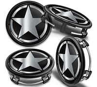 SkinoEu 4 x 75mm Tapas de Rueda de Centro Centrales Llantas Aluminio Compatibles con Tapacubos Mercedes Benz B66470207 / B66470200 US Army Star Estrella Plata CM 43