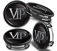 SkinoEu 4 x 75mm Tapas de Rueda de Centro Centrales Llantas Aluminio Compatibles con Tapacubos Mercedes Benz B66470207 / B66470200 Negro Plata VIP CM 19