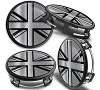 SkinoEu 4 x 75mm Tapas de Rueda de Centro Centrales Llantas Aluminio Compatibles con Tapacubos Mercedes Benz B66470207 / B66470200 Bandera del Reino Unido UK CMZ 14